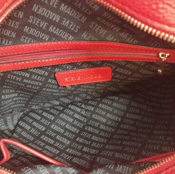 Steve Madden Leather Red Handbag Purse Crossbody Bag New - Picture 7 of 7